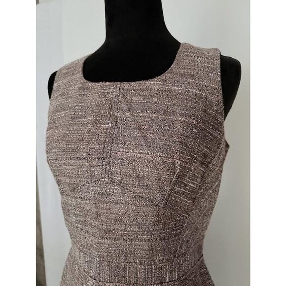 Worthington Dress Women's 8 Brown Pink Tweed Sheath Sleeveless Exposed Back Zip - Picture 11 of 16